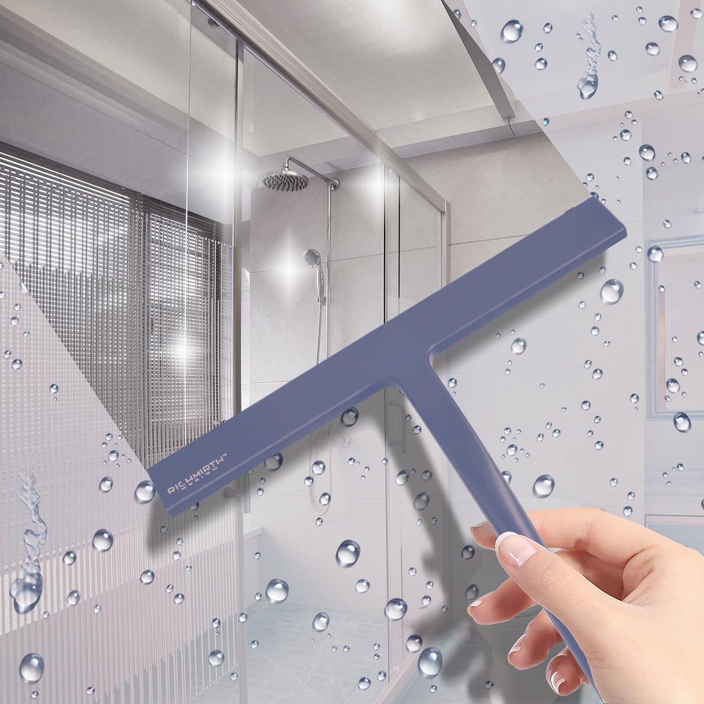 Shower Glass Cleaner Squeegee, 9 Inch Width Silicone Bathroom Squeegee for Shower, Glass, Car Window, Mirror - Green