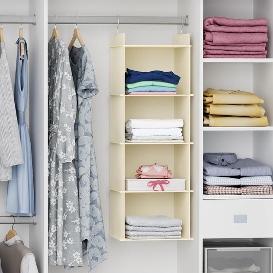YOUDENOVA Hanging Closet Organizer, 6-Shelf Closet Hanging Shelves, Grey