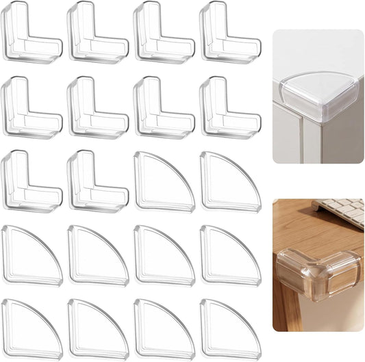 20Pack Baby Corner Protector Guards, Clear Corner Protector to Cover Sharp Furniture Baby Proof Corners Guards Safety Anti-Collision Bumpers for Table Edges Cabinet Window Corners (10 L+10 Fan-shaped)