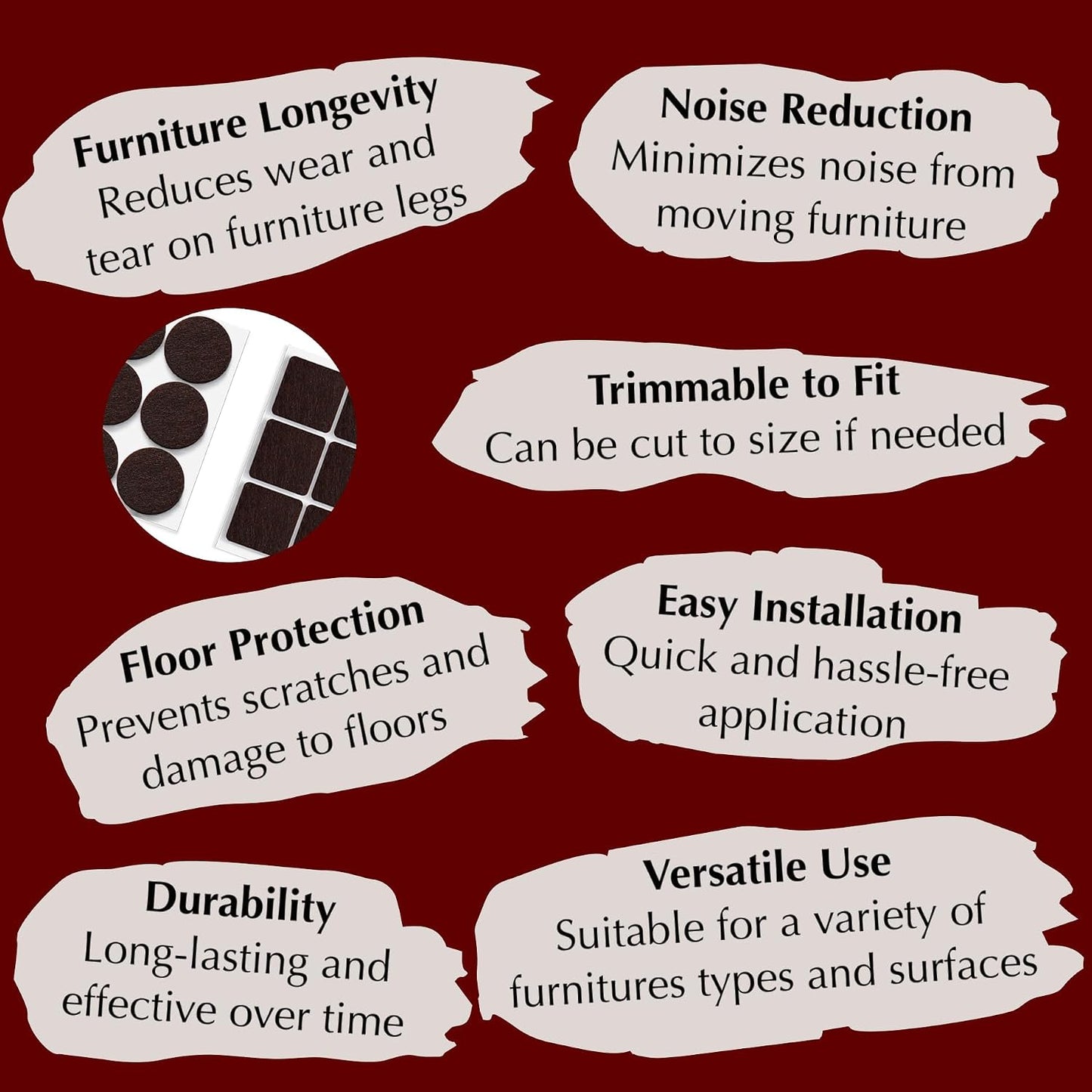 Felt Furniture Pads - Chair Leg Floor Protectors for Hardwood Floors - Felt Pads for Furniture - Furniture Sliders - Furniture Legs - 156 pcs - Black
