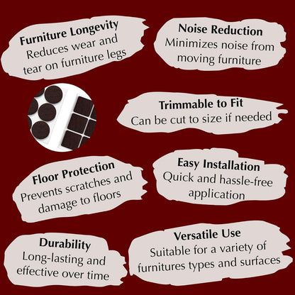 Felt Furniture Pads - Chair Leg Floor Protectors for Hardwood Floors - Felt Pads for Furniture - Furniture Sliders - Furniture Legs - 156 pcs - Black