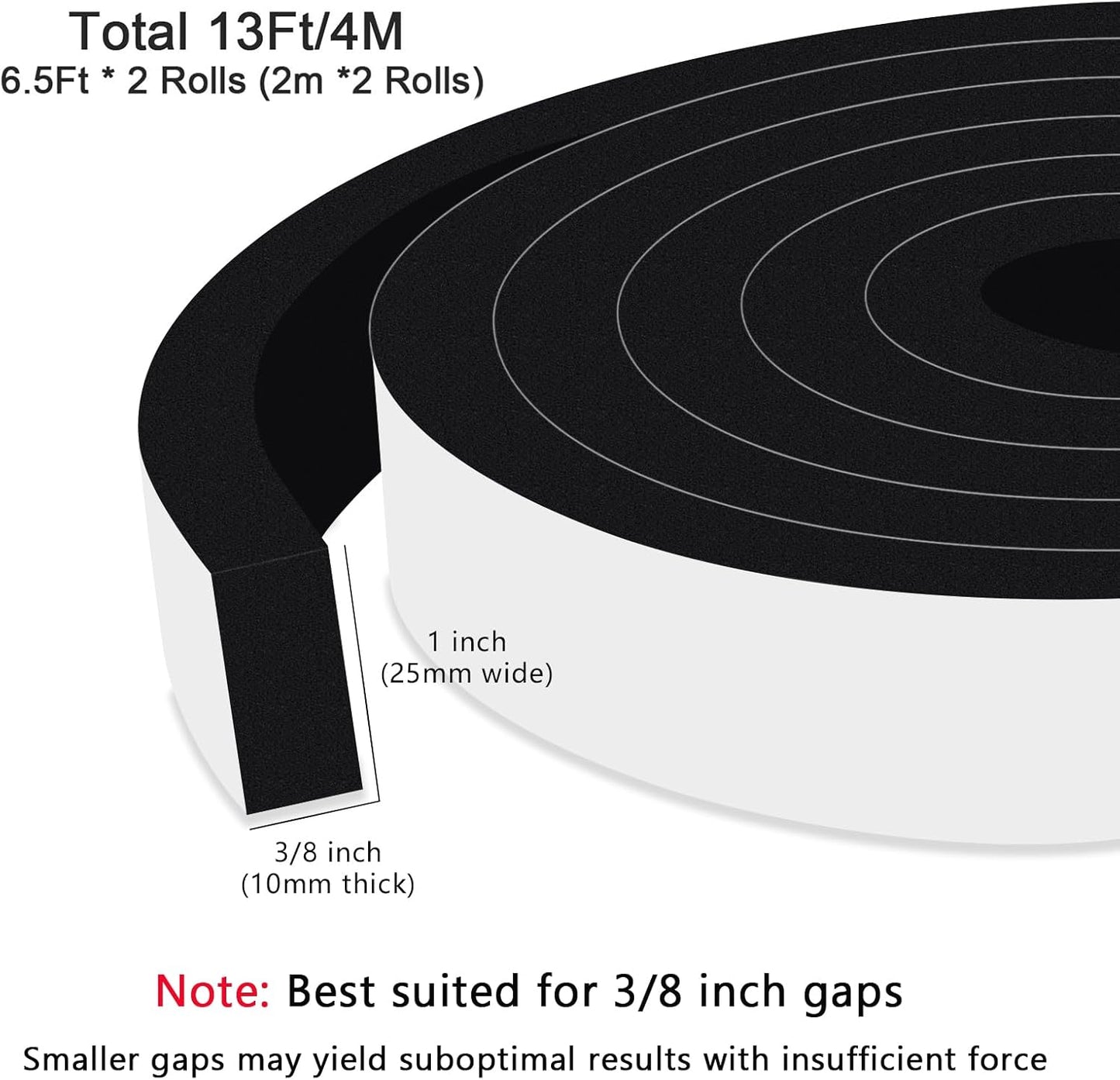 Upgraded Strong Adhesive Foam Weather Stripping Door Seal Insulation Tape for Insulating Door,Window, Air Conditioner Noise-Reduction Self Adhesive Sealing Weatherstrip (1 in x 1/2 in x 10 Ft) - Colors B