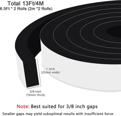 Upgraded Strong Adhesive Foam Weather Stripping Door Seal Insulation Tape for Insulating Door,Window, Air Conditioner Noise-Reduction Self Adhesive Sealing Weatherstrip (1 in x 1/2 in x 10 Ft) - Colors B