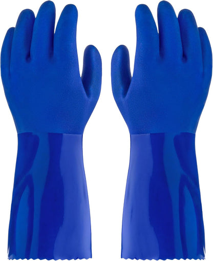 Kitchen-Star Ultimate Rubber Household PVC Gloves with Comfortable Cotton Lining, Anti-Slip surface, Kitchen Dishwashing, Extra Thickness, Kitchen Cleaning, Working, Painting, PetCare (X-Large, Green)