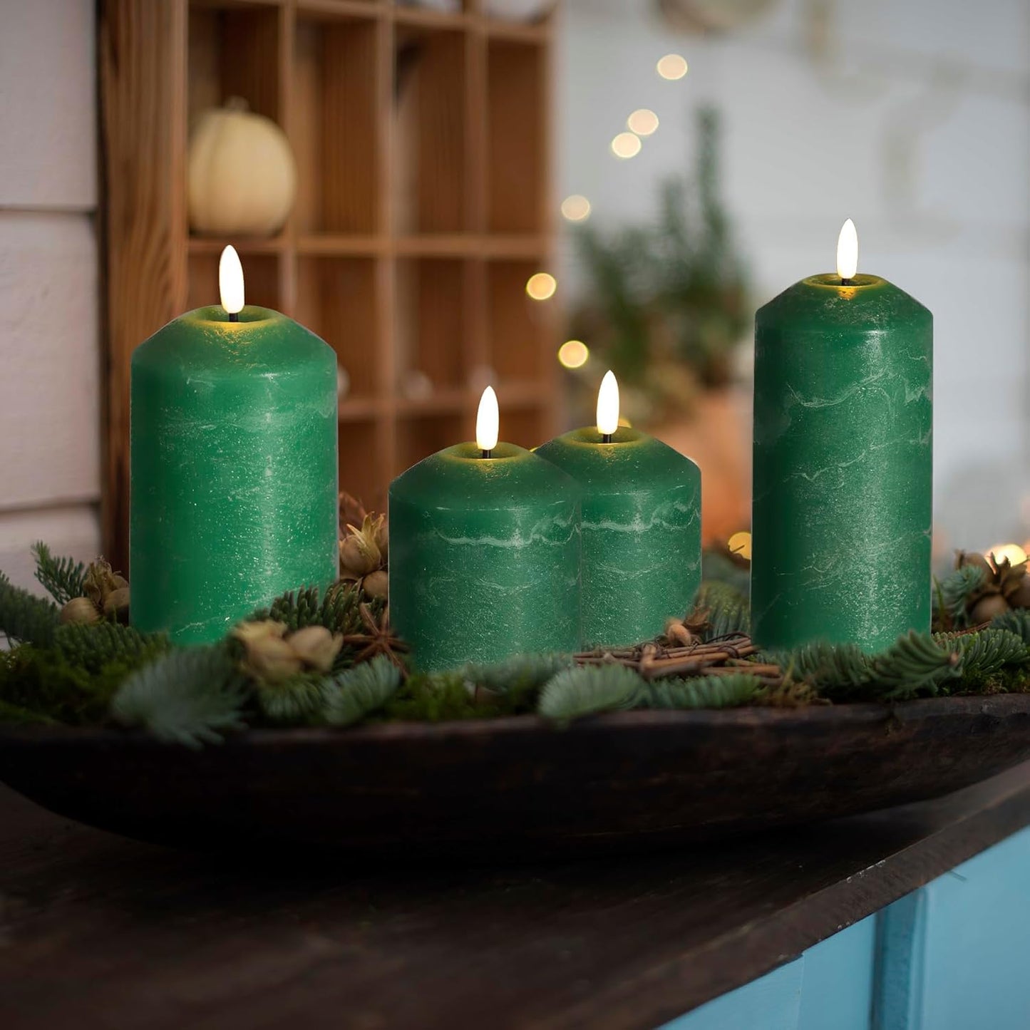 Eywamage White Flameless Pillar Candles with Remote, Flickering LED Candles Battery Powered Real Wax Set of 3