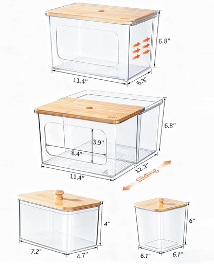 iCASA Trash Bag and Dishwasher Pod Dispenser - 3 in 1 Clear Storage Bins Holder for 13/30/33 Gallon Garbage Bags, Laundry Detergent Pods & Tabs, Under Sink Organizer for Kitchen and Laundry Room
