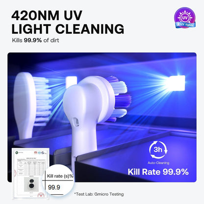 Bitvae Upgraded Tooth Brush Holder for Bathroom 2.0, Infrared Sensing Toothbrush Cleaner, Wall-Mounted for Most Size Toothbrushes, Air Drying, LED Smart Screen, White Gold Trim
