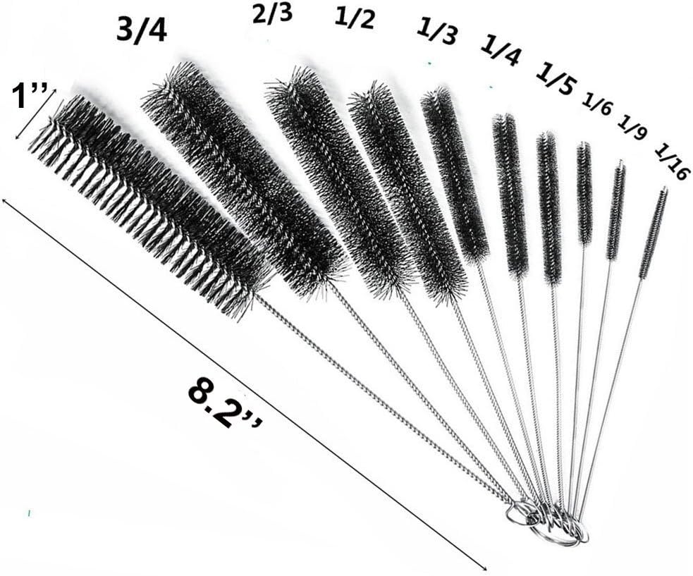 Eboot 10 Pcs 8.2 Inch Tube Cleaning Brushes Nylon Cleaner Brush Long Sink Drain Pipe Cleaning Brushes 10 Different Diameters for Bottle Straw Tumbler Home Sink Plumbing