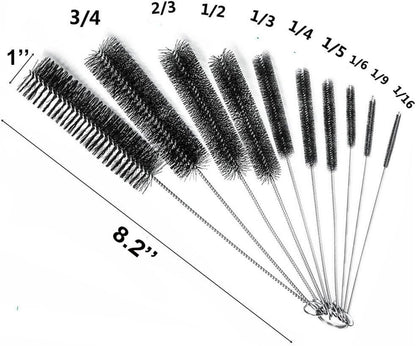 Eboot 10 Pcs 8.2 Inch Tube Cleaning Brushes Nylon Cleaner Brush Long Sink Drain Pipe Cleaning Brushes 10 Different Diameters for Bottle Straw Tumbler Home Sink Plumbing