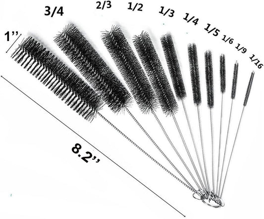 Eboot 10 Pcs 8.2 Inch Tube Cleaning Brushes Nylon Cleaner Brush Long Sink Drain Pipe Cleaning Brushes 10 Different Diameters for Bottle Straw Tumbler Home Sink Plumbing