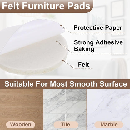uxcell Furniture Pads, 50Pcs 1.25" - Round Self Adhesive Felt Furniture Pads, Floor Protectors for Furniture Feet Chairs Legs Hardwood Floors (Beige)
