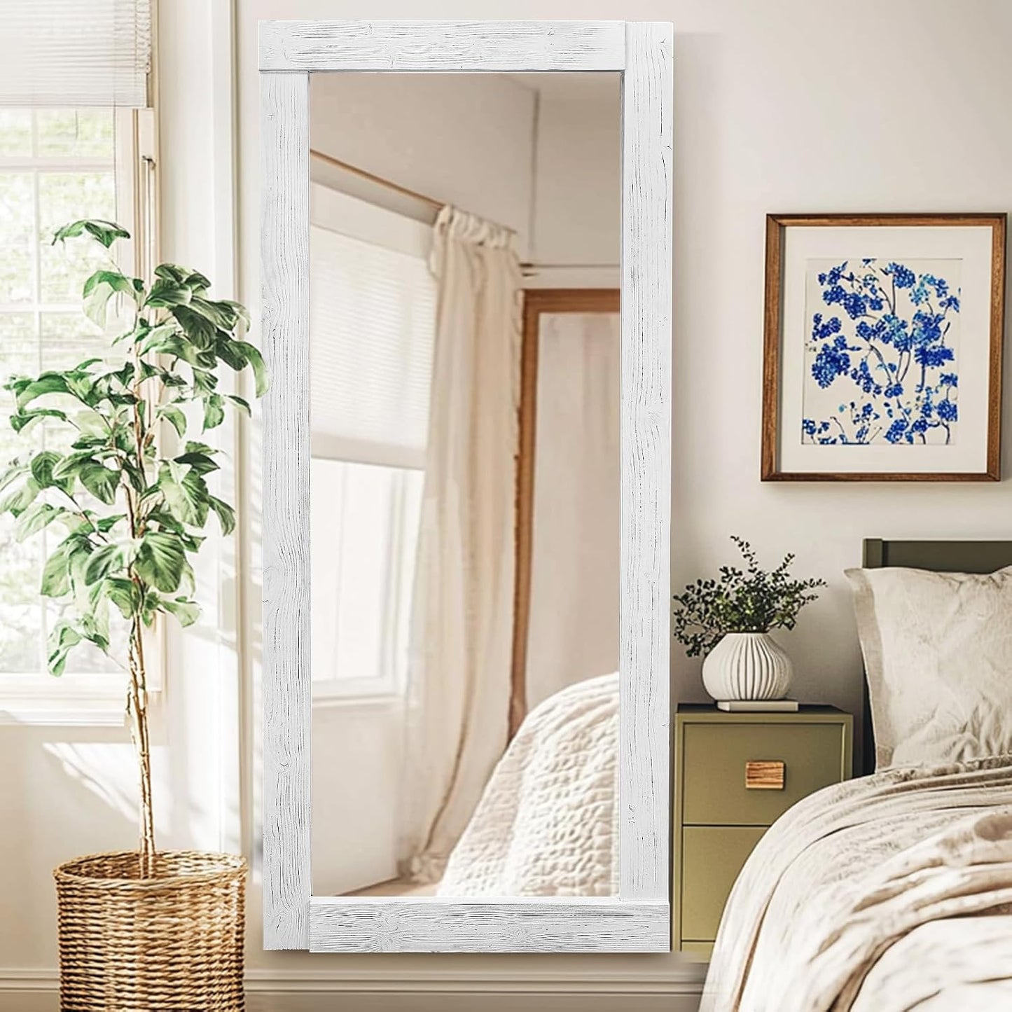 Solid Wood Full Length Mirror - 65"x22" Arched Floor Mirror, Free Standing & Wall Mounted - Elegant Design for Bedroom, Dressing Room, Hallway, Brown