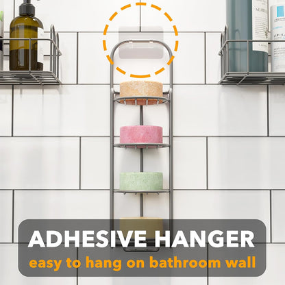 SpaceAid 4 Tier Shampoo Bar Holder for Shower, Self Draining Soap Bar Holders Caddy for Bathroom Wall and Kitchen Sink, Shampoo Bar Dish Rack, Stainless Steel Bar Soap Holder (Black)