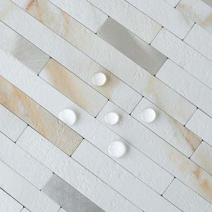 AULIGET 20 Sheets Peel and Stick Backsplash, Black & Grey Wood Look PVC Mixed Metal Stick on Backsplash Tiles for Kitchen