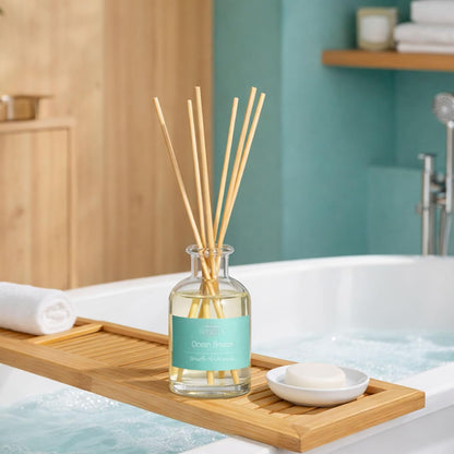Natural Reed Diffuser Set, Fresh Lemon 3.52 oz (100ml) Scented Diffuser with Sticks Home Fragrance Reed Diffuser for Bathroom Shelf Decor, Ideal Gift for Woman