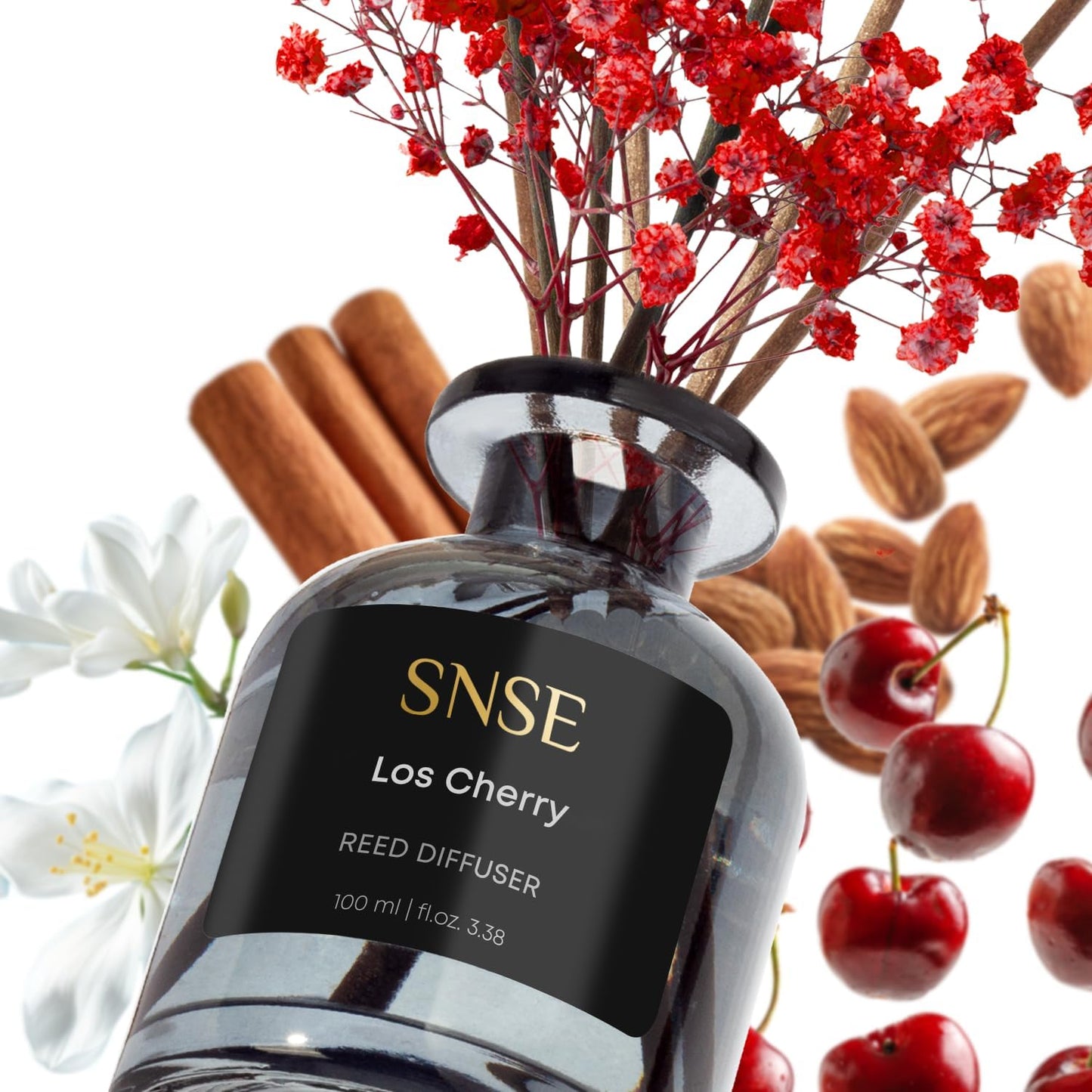 SNSE Tobaco & Vanilla with Flowers Perfumed Reed Diffuser Set | 3.38 oz Scent Fragrance Oil Diffuser for Bedroom, Bathroom, Home Décor and Gift, Decorative Air Fresheners with Sticks