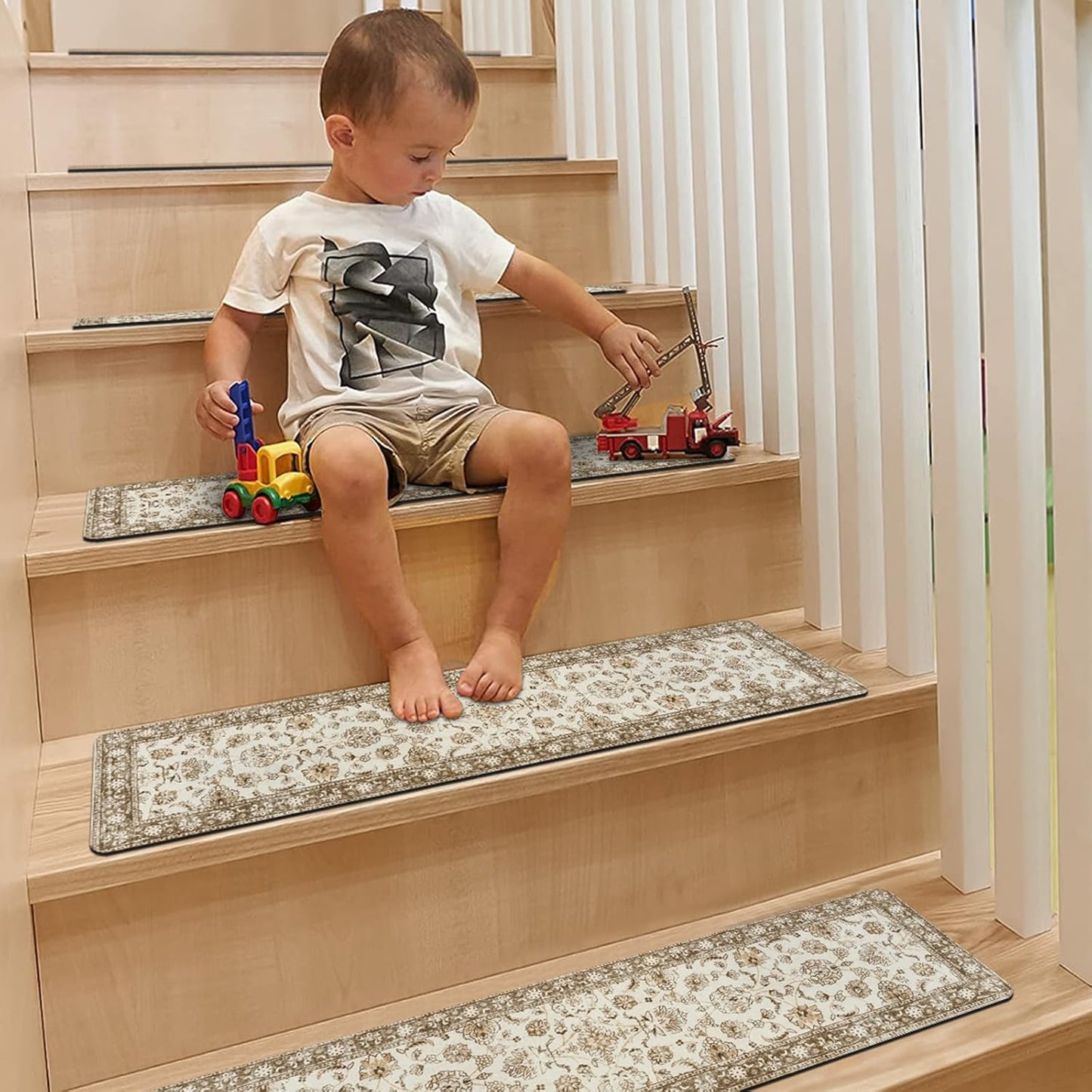 OJIA Extra Non-Slip Stair Treads for Wooden Steps 15PCS, 30"X8" Rubber Indoor Stair Runner Slip Resistant Stair Rugs Safety Mats for Dogs, Kids & Elders, Stairway Grip Step Treads, Gray