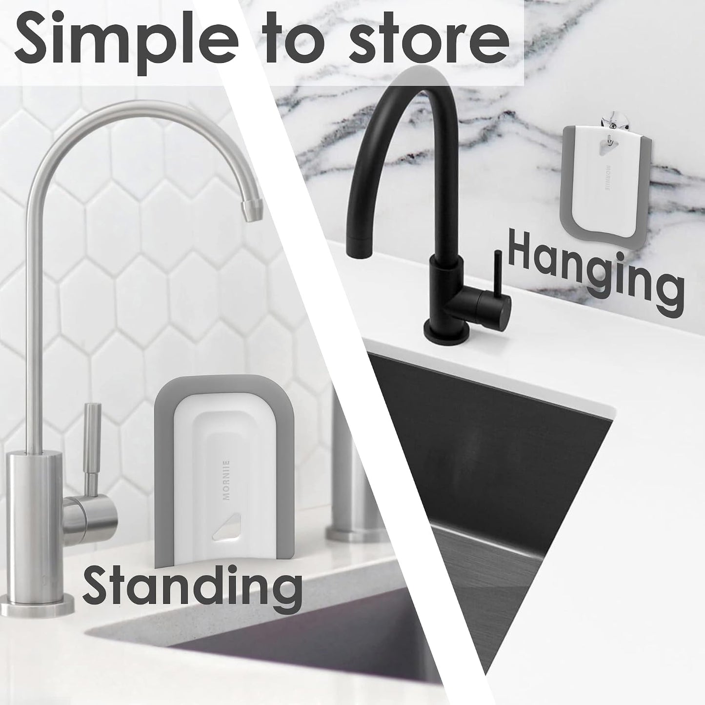 Curved Small Squeegee. Kitchen Sink Squeegee for Sinks, Countertops and Dishes. Multi-Purpose, for Vanity Tops, Bathroom Mirrors, Car Windows and Side Mirrors. 1 Pack