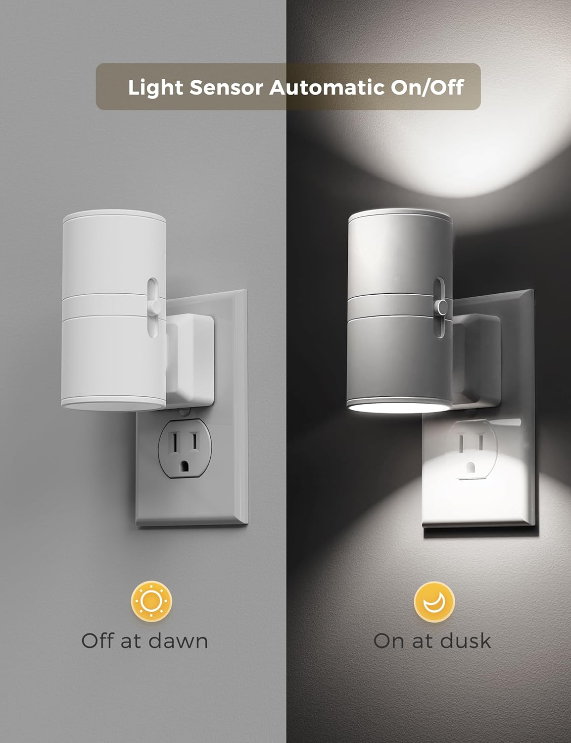 L LOHAS LED Night Light Plug in, Night Lights Plug into Wall, Light Sensor, 0-100LM Soft White 3000K, Dimmable Night Light, Modern Nightlight for Kids Bathroom Hallway Bedroom Kitchen Stairway, 2 Pack