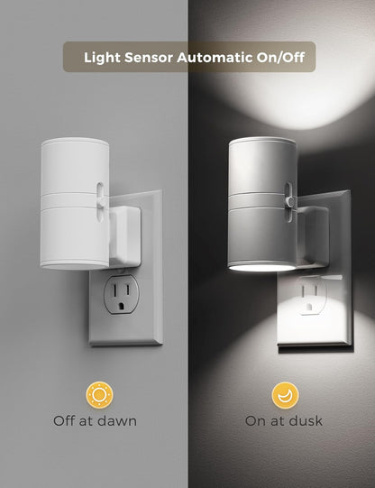 L LOHAS LED Night Light Plug in, Night Lights Plug into Wall, Light Sensor, 0-100LM Soft White 3000K, Dimmable Night Light, Modern Nightlight for Kids Bathroom Hallway Bedroom Kitchen Stairway, 2 Pack