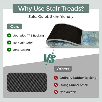 sarben Non Slip Stair Treads for Wooden Steps 15PCS - 8"x30" Indoor Safety Carpet, Edging Mats with TPE Adhesive Backing, Pet and Elderly Friendly Stair Rugs (Taupe) - Colors A
