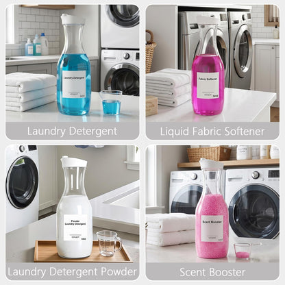 54 OZ Laundry Detergent Dispenser, Laundry Soap Dispenser, Liquid Laundry Detergent Container and Organizer, Clear Plastic Fabric Softener and Laundry Powder Dispenser for Laundry Room, 2Pack