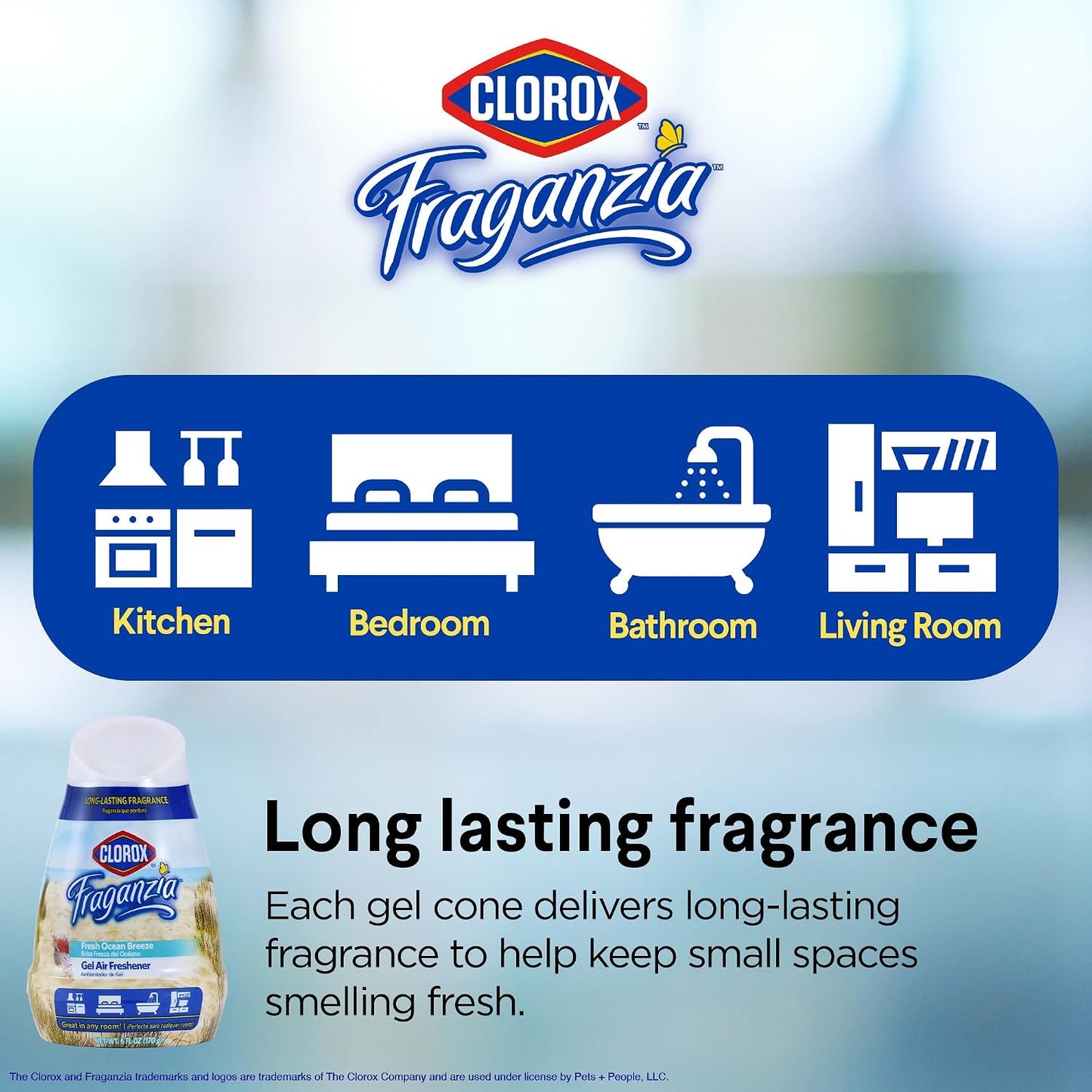 Clorox Fraganzia Gel Air Freshener Cone, Adjustable Odor Eliminating Gel with Lavender and Eucalyptus Scent for Home, Bathroom, Office, Small Spaces, Long Lasting No Battery Freshener, 6 Oz