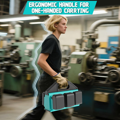 Dinftin 6-Slot Battery Caddy Holder/Carrying Case Compatible for Makita 18V Batteries - Heavy Duty ABS Organizer for 1.5Ah-12.0Ah Batteries with Handle, Non-Slip Base（Battery Not Included）