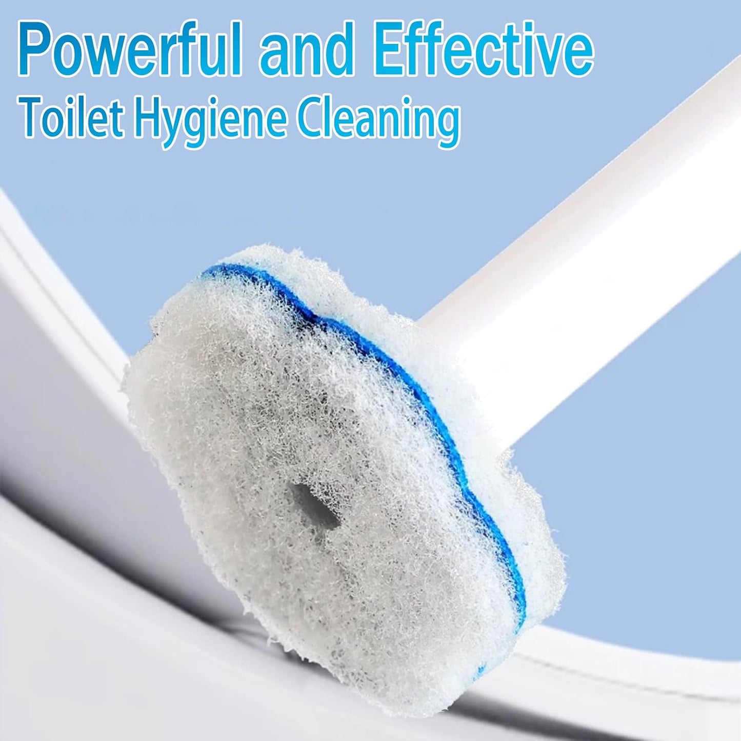 2 Pack Disposable Toilet Brush and Holder Set,Extended Handle with 48 Cleaner Refills Toilet Brush for Toilet Bowl Cleaners,Bathroom Cleaning, Bathtub - Blue (Ocean Fresh Scent)