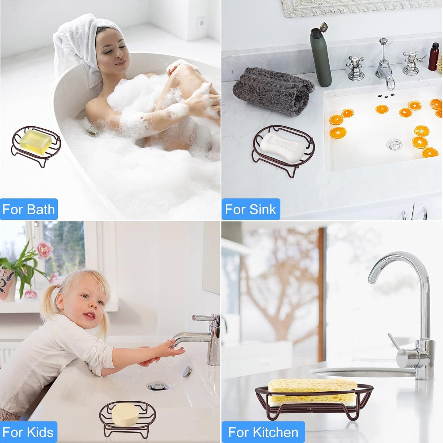Soap Dish, Stainless Steel Bar Soap Holder for Shower, Self Draining Stand Soap Saver for Bathroom, Kicthen Sink and Countertop, Chrome 1-Pack