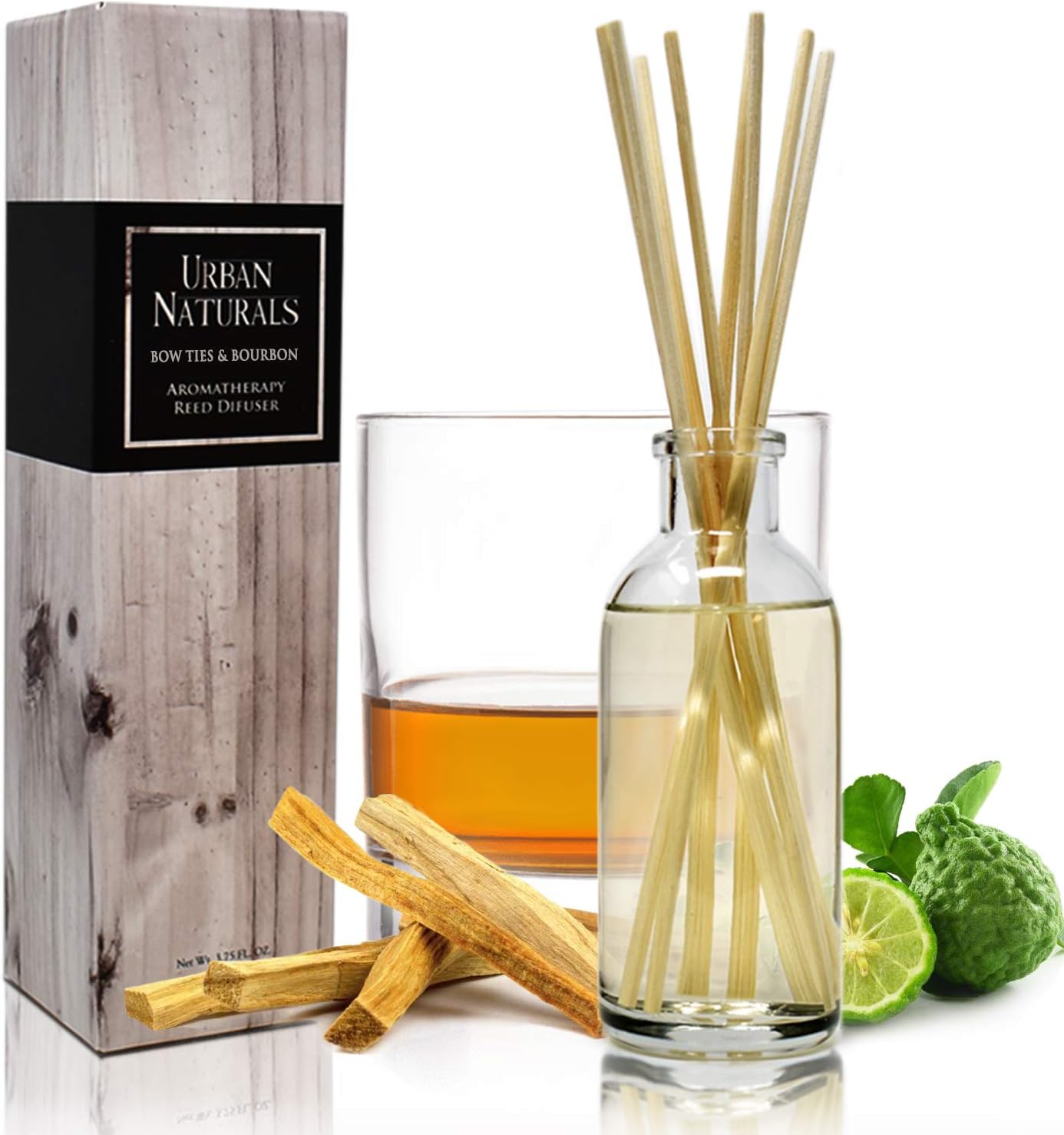 Urban Naturals Smoked Vanilla Reed Diffuser Set with Vanilla Bean, Sandalwood & Leather | Made in the USA - Colors B