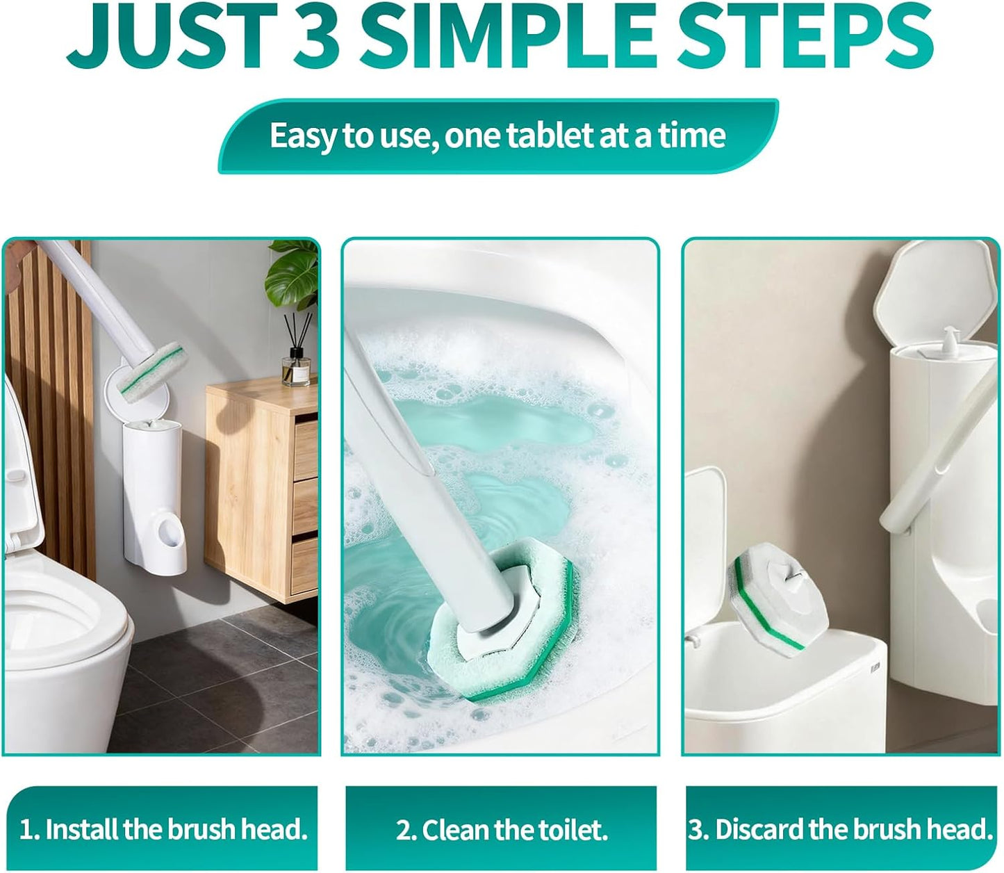 Disposable Toilet Bowl Brush with 36 Toilet Wand Refills Pads Replacement Heads, Toilet Cleaning Stick,Toilet Bowl Cleaner Wands Holder and Set, Toilet Cleaning System Starter Kit