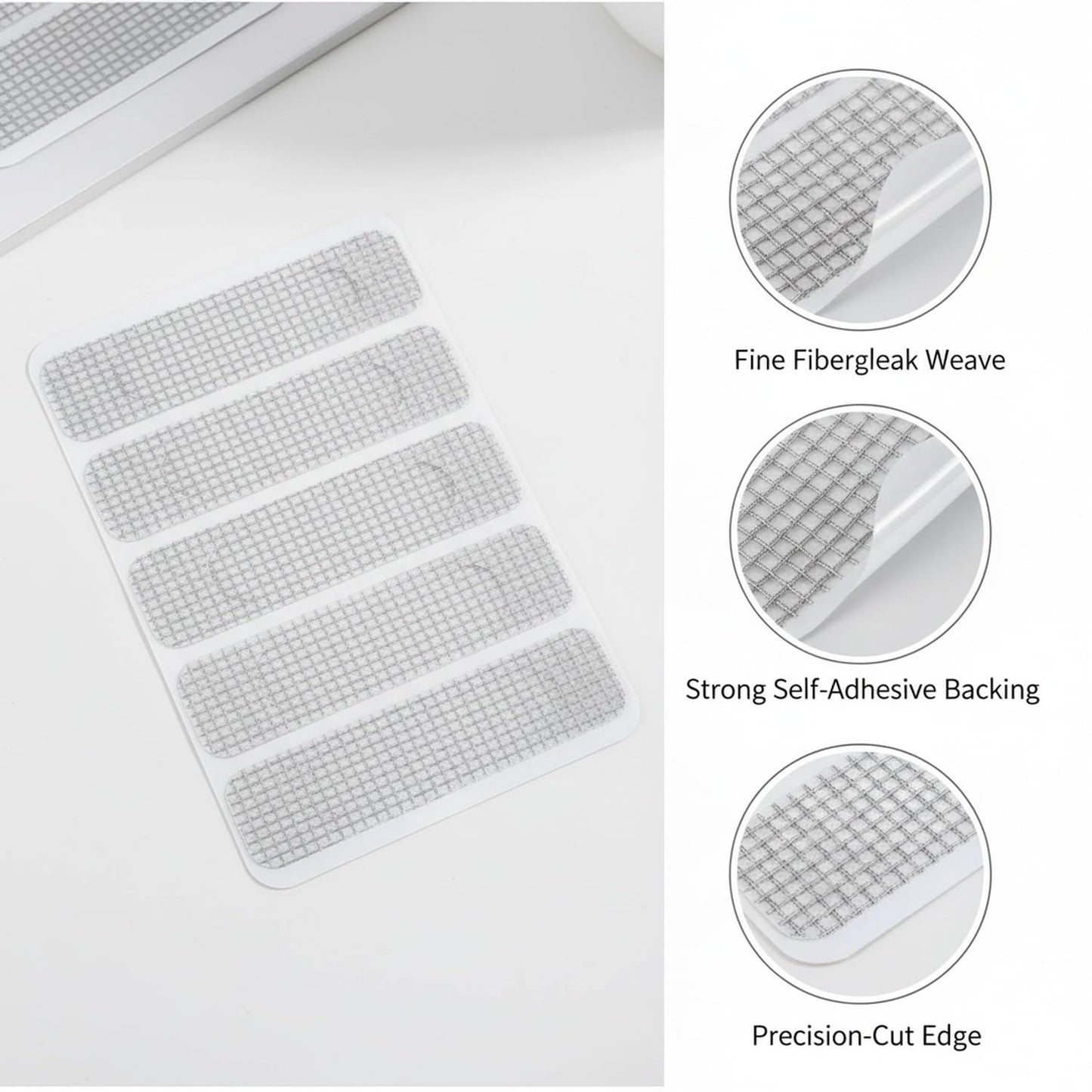 Self-Adhesive Fiberglass Screen Patch Kit for Windows and Doors, No Frame Removal Needed, Multicolor Mesh Repair