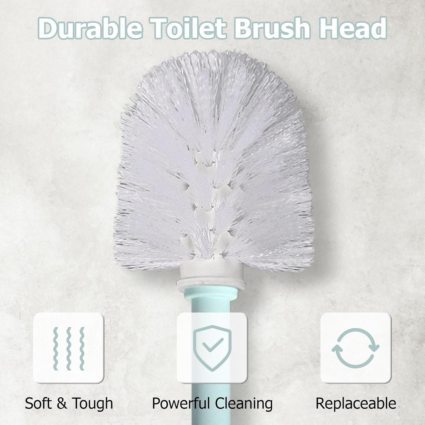 Topsky 2 Pack Compact Toilet Brush & Holder Set, Plastic Round Barrel Loo Brush with 2 Replacement Toilet Brush Head, Durable for Bathroom Toilet, Gray