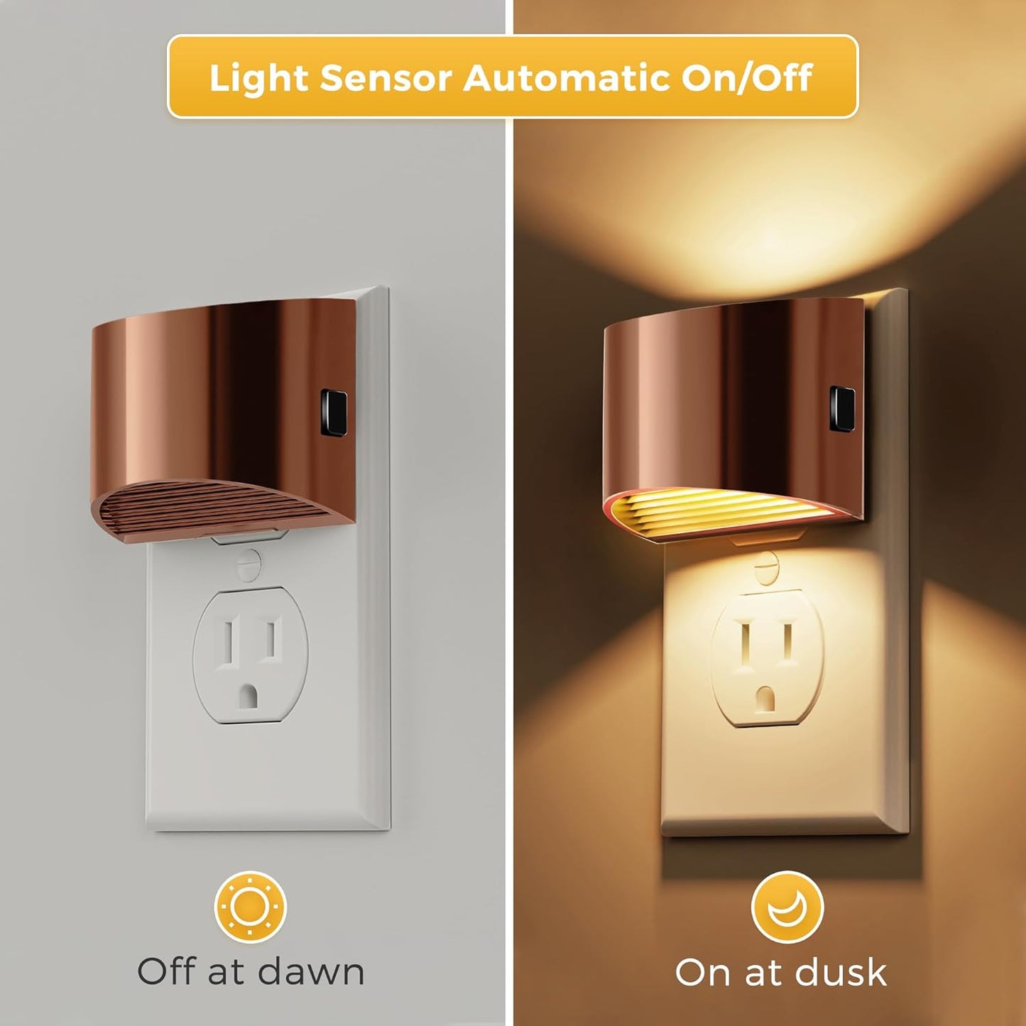 L LOHAS LED Night Lights Plug into Wall 2 Pack, Dusk to Dawn Sensor Nightlight, Brightness Adjustable, 3000K Soft White