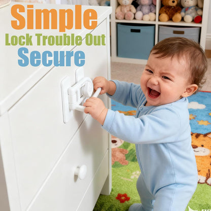 Child Safety Locks (2 Pack) – No-Tool Install, Baby Proof Locks for Cabinets, Drawers, Fridge – Strong Adhesive, Hard to Break by Toddlers, Safety Material – Universal Fit for Wood, Metal