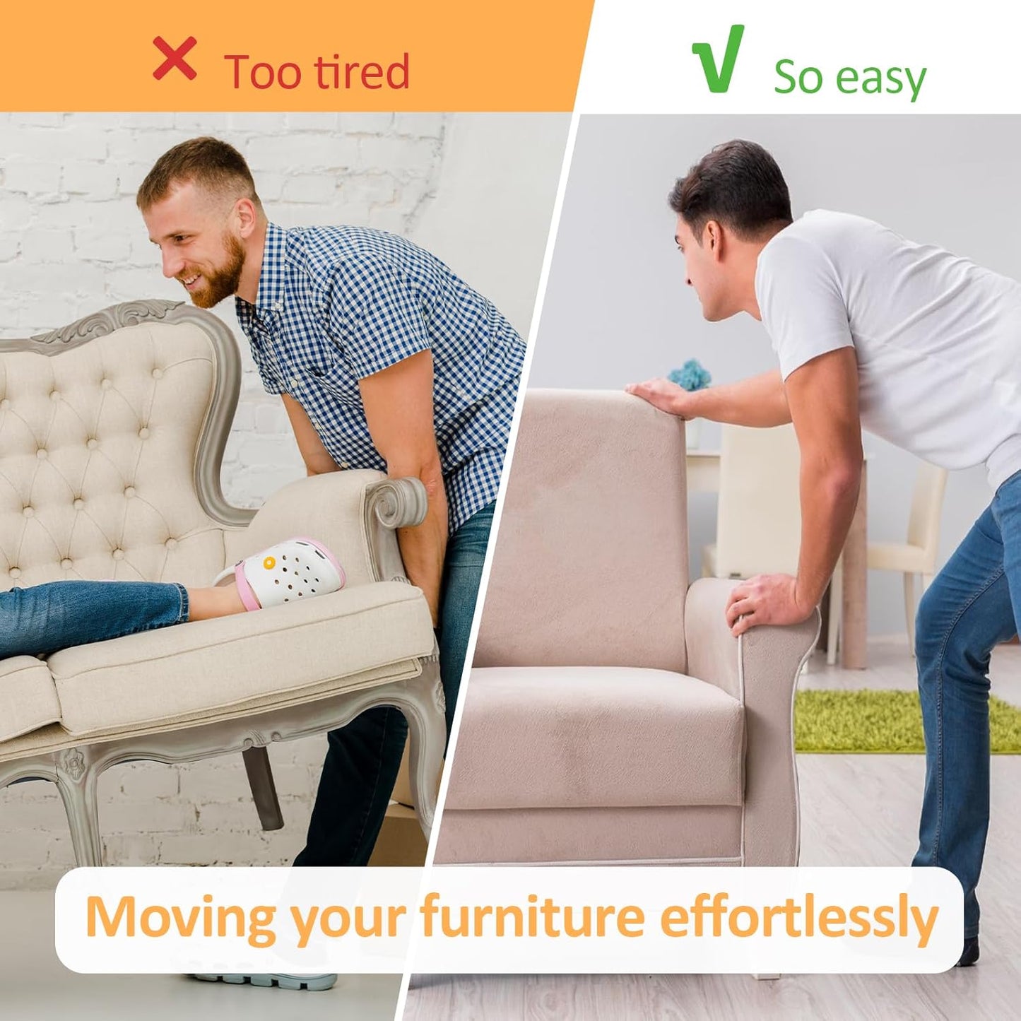 16pcs Easy Gliders for Furniture 1.5 inches Self Adhesive Beige Furniture Sliders Reusable Moving Pads Moving Men Sliders Furniture for Carpet and Hardwood Floors Moving Furniture
