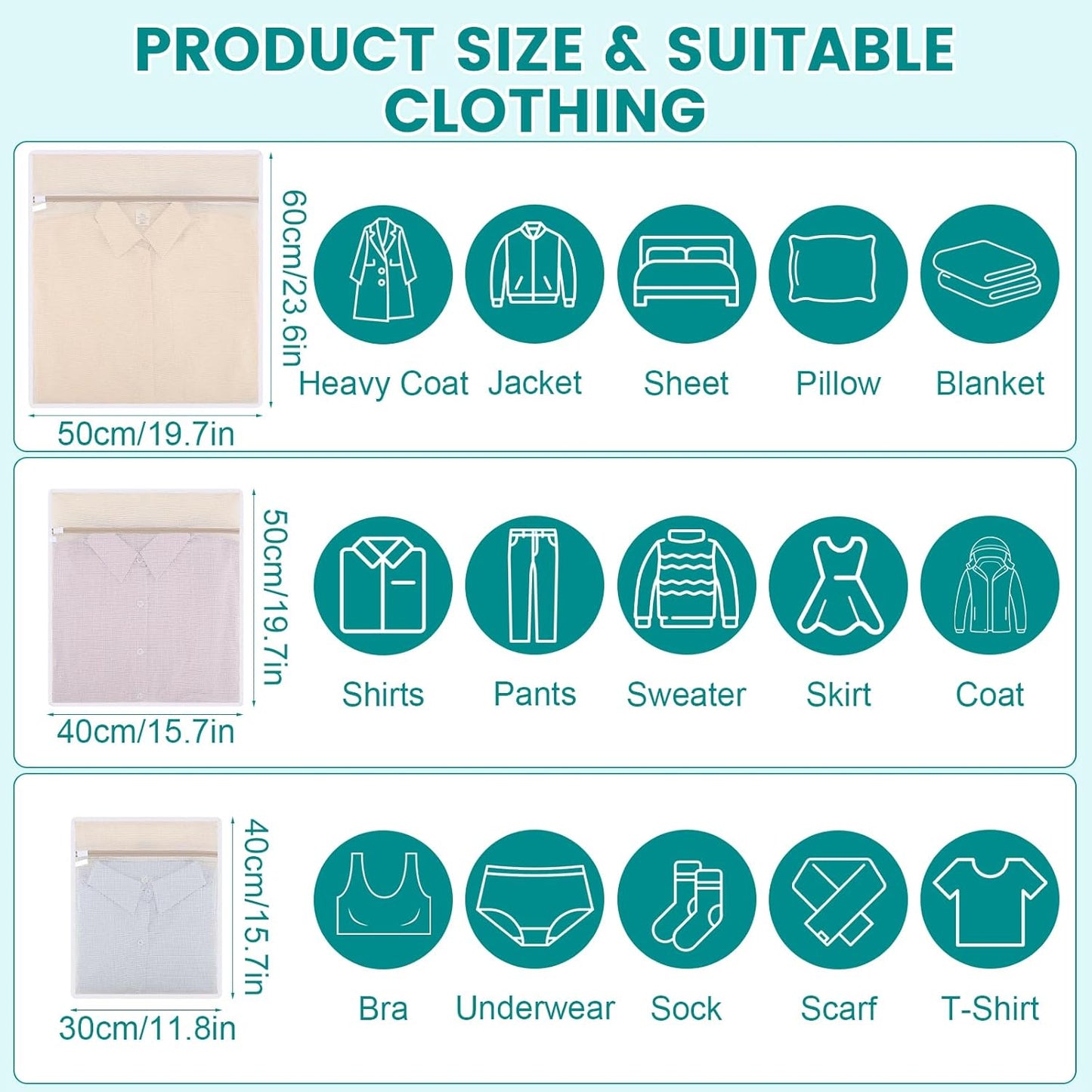 6-Pack Durable Honeycomb Mesh Laundry Bags for Delicates - 12x16 Inches Lingerie Bags for Washing Delicates with Sturdy Zippers, Protect Clothes in Washing Machine for Home, College & Dorm (Medium)