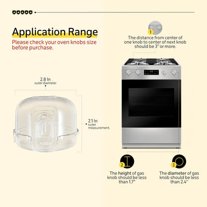 Gas Stove Knob Covers for Child Safety - 5 Pack Durable and Heat Resistant Oven Knob Covers for Baby Proofing Electric or Gas Stoves - Easy Install Clear View Stove Safety Knob Covers - Highcraft