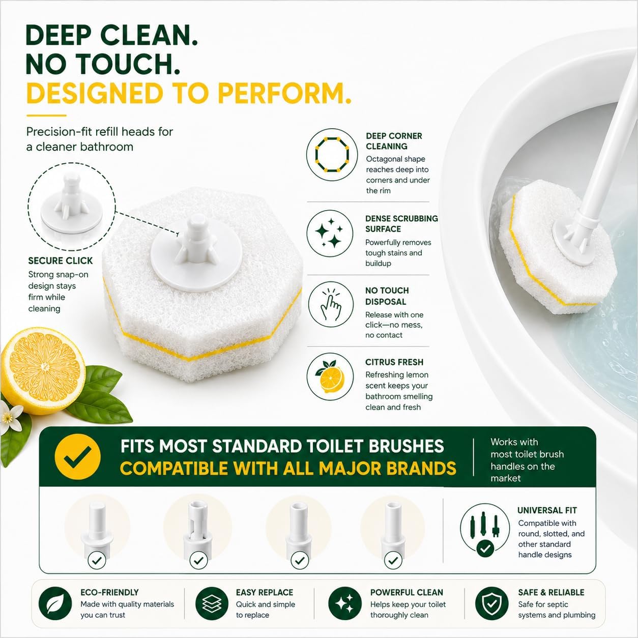 Disposable Toilet Bowl Brush and Holder Set – 40 Refills Included, No-Touch Toilet Wand Cleaning System, Toilet Brush & Holder for Bathroom, Hygienic Toilet Bowl Cleaner Starter Kit