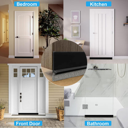 2-Pack Door Draft Stoppers with Brush, Door Sweep for Exterior/Interior Doors - Soundproof, Dust/Noise/Hot or Cold Air Insulation, 2" W x 39" L (White)