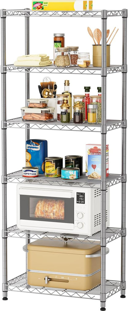 Golpart 4 Tier Adjustable Storage Shelves Metal Utility Shelf Wire Shelving Unit Organizer Rack for Home Kitchen Office Bathroom Pantry Room 12" D x 18" W x 44" H
