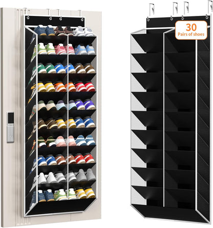 KEEPJOY Over The Door Shoe Organizer,Hanging Shoe Organizer 12 Mesh Pockets Shoe Organizer for Closet,Works Well for Men and Woman Kids Shoes Storage, 57.5×12.6inch(Beige)