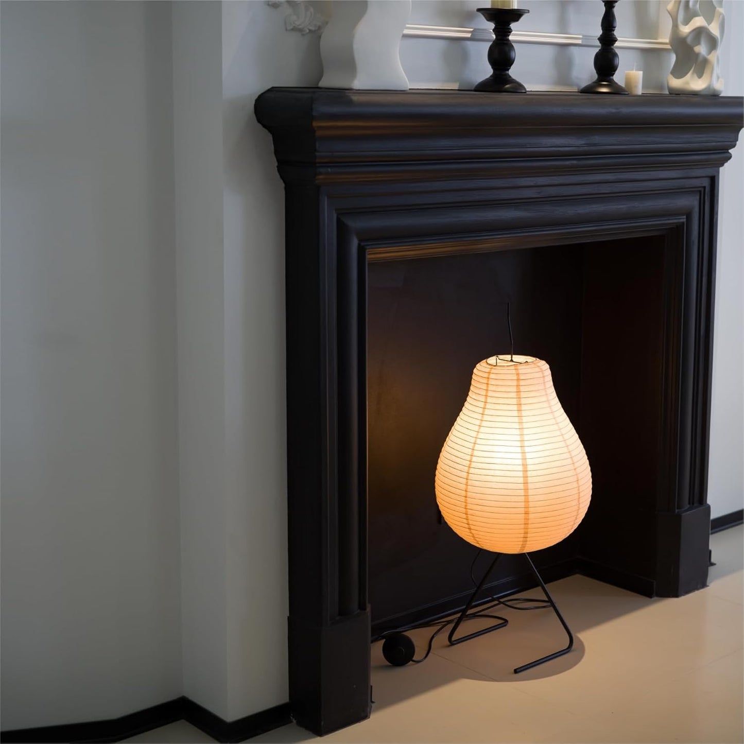 Japanese Pear-Shaped Floor Lamp – Noguchi-Inspired Rice Paper Lantern, Zen-Inspired Modern Design for Living Room, Bedroom, or Office