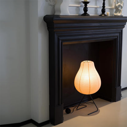 Japanese Pear-Shaped Floor Lamp – Noguchi-Inspired Rice Paper Lantern, Zen-Inspired Modern Design for Living Room, Bedroom, or Office