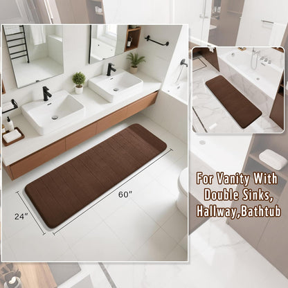 Yimobra Memory Foam Bath Mat, Super Soft Absorbent Bathroom Rug Non Slip, Quick Dry, Machine Washable Floor Carpet for Tub Shower, Home Decor Accessories, 24x17, Grey