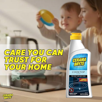 Cerama Bryte Cooktop Cleaning Kit, 10 oz Bottle, Scraper, Tool & Pad