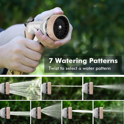 RESTMO Garden Hose Nozzle, Heavy Duty Metal Water Hose Nozzle with 7 Adjustable Spray Patterns, High Pressure Hand Sprayer with Flow Control for Watering Plants & Lawns, Washing Cars & Pets