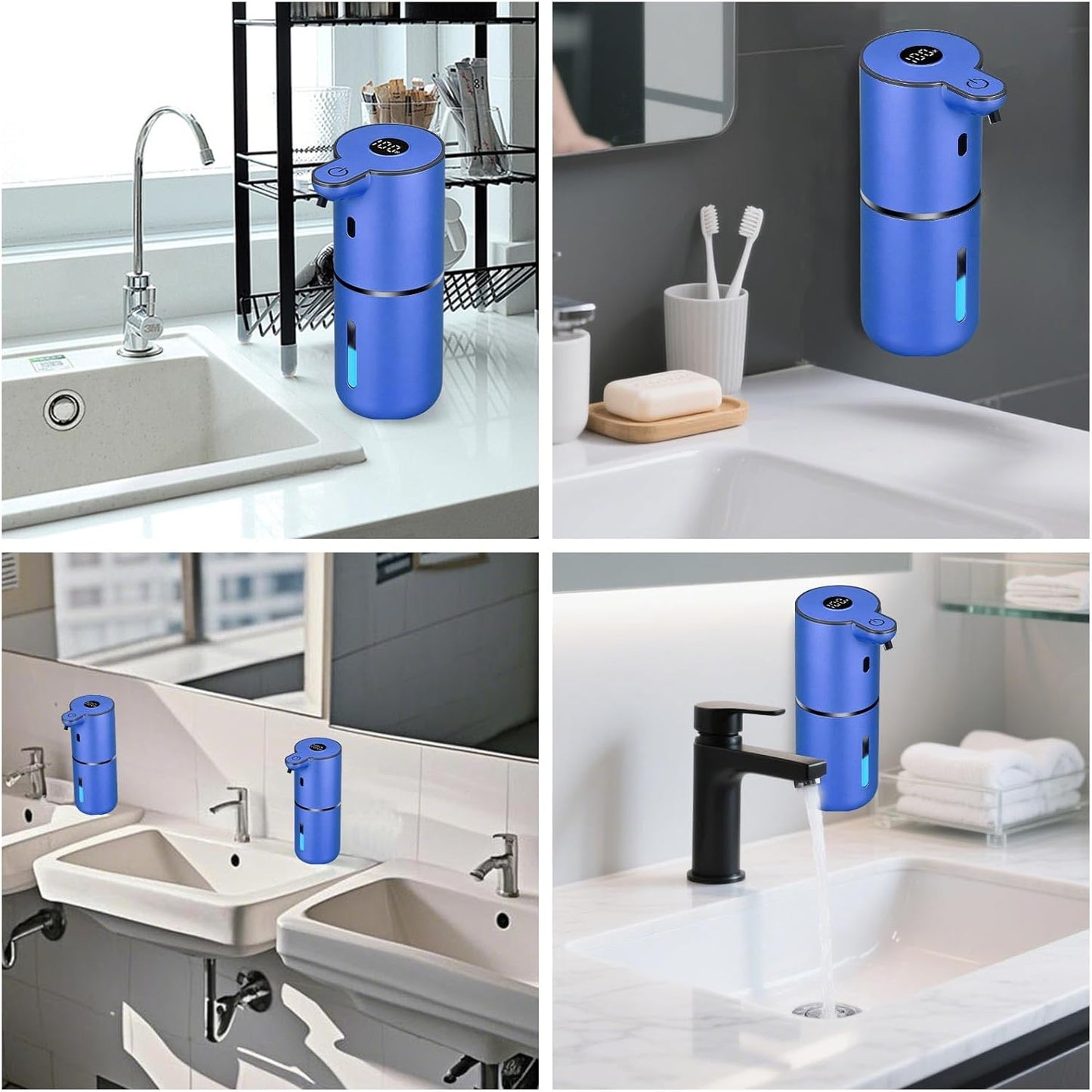 OHIFAST Automatic Foaming Soap Dispenser Touchless, USB Rechargeable Smart Hand Soap Dispenser, 6-Level Adjustable, 12.8oz/380mL Wall Mounted for Bathroom Kitchen Dish Soap-White