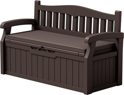 Devoko 80 Gallon Storage Bench Deck Box Lockable for Patio Furniture, Garden Decor and Outdoor Seating for Cushions, Garden Tools and Pool Supplies (Black)